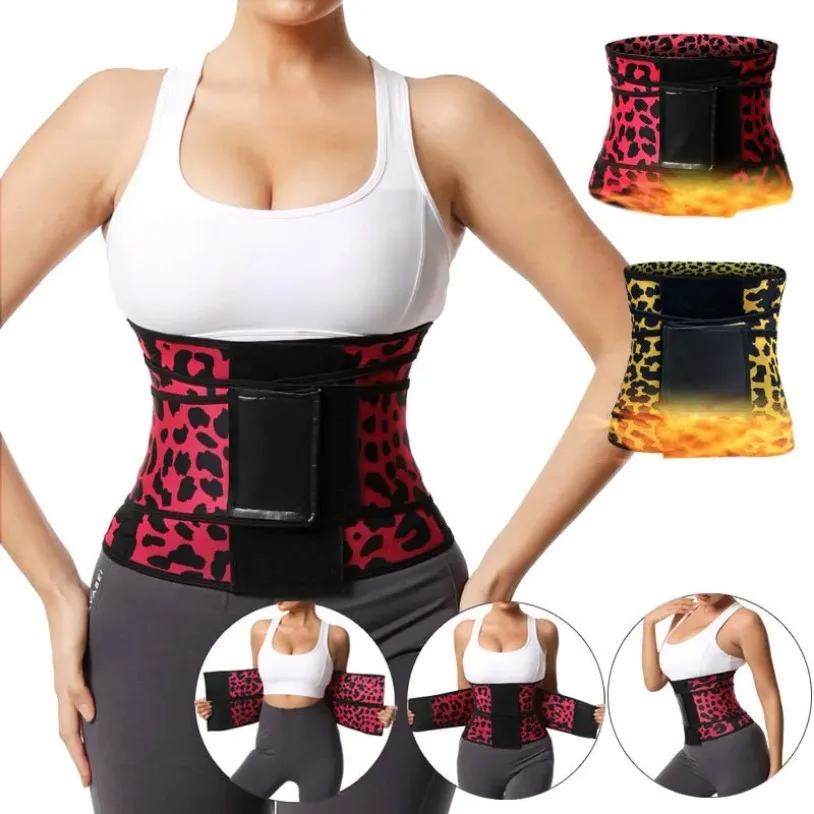 Faja moldeadora de cuerpo de vientre plano para mujer, entrenador de cintura, Control de barriga de leopardo, ropa moldeadora de Fitness para pérdida de peso