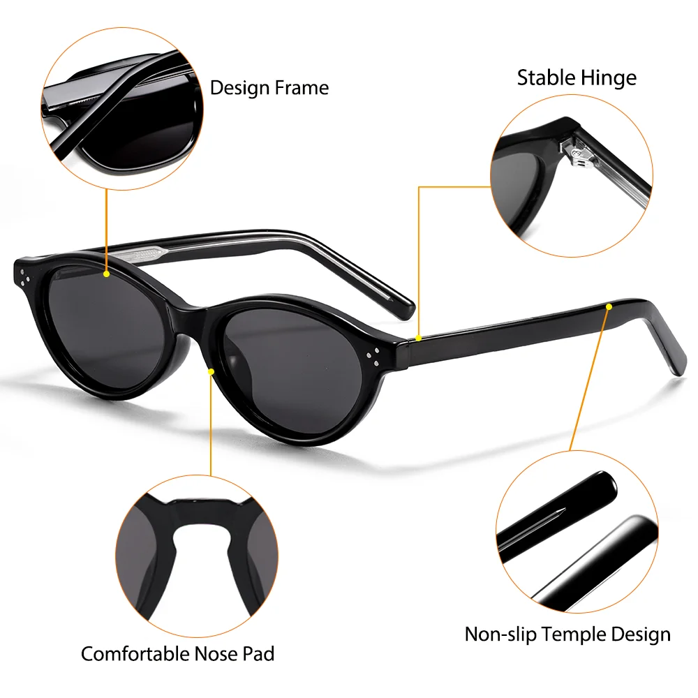 CATERSIDE Neue Modische Polarisierte Sonnenbrille für Herren, Tr-90 Ovale Sonnenbrille für Damen, Outdoor- und Reisebrille im Cat-Eye-Stil, UV400-Schutz – Detail 1