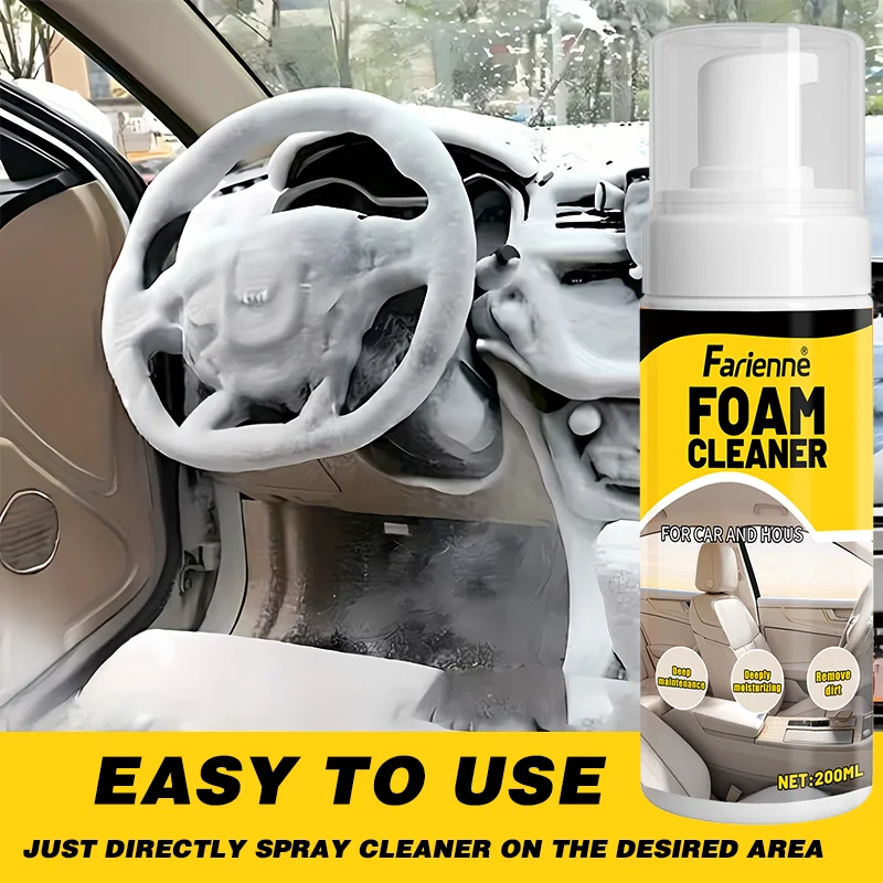 Farienne 200ML Cloud Foam Car House Multi Purpose Cleaner Deep Clean Stain Removal Dashboard Upholstery Leather Fabric Carpet