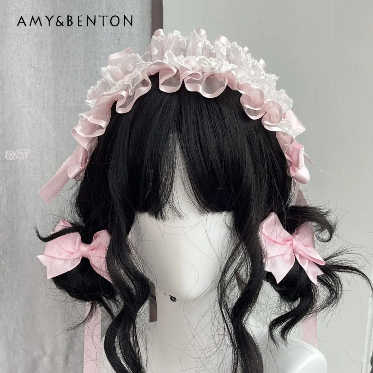 

Original Lace Lolita Headband Girl Cute Sweet Japanese Hair Accessories Kawaii Ruffle Edge Splicing Color Versatile Head Band