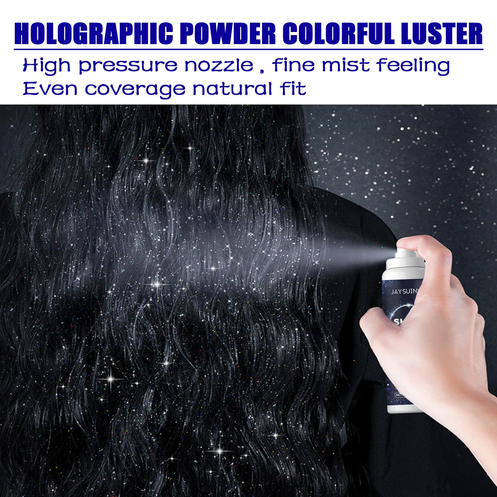 Poudre de surligneur de vêtements de cheveux imperméables, spray de paillettes de corps brillant, poudre holographique longue durée pour la fête de festival