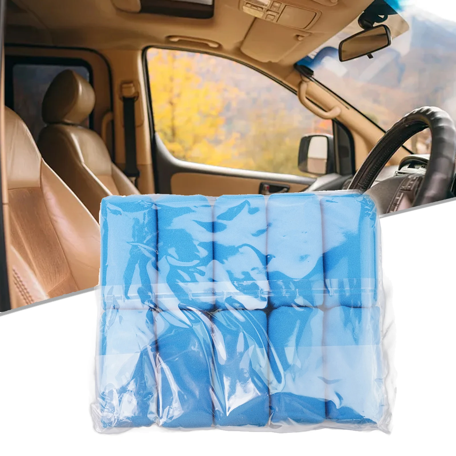 Square Car Sponge 10PCS Blue Cleaning Cleaning Applicator Suede Sponge Waxing Car Care Soft Fiber Car/ceramic Cleaning Waxing