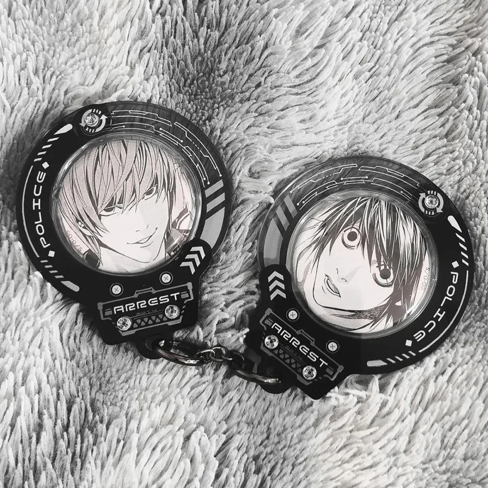 Handcuff Shaped Protective Case Acrylic Pouch Photo Frame Badge Display Stand Locked with Favorite People