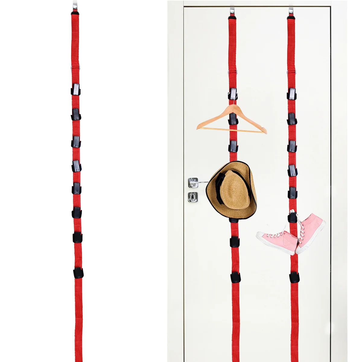 

Door Back Hook Hanger 2.5Cm Wide 210Cm Long Adjustable For Bags Hats Coats Towels Over The Door Organizer Rack Storage Tool