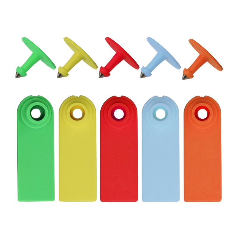 100 Buah Label Telinga Kambing Domba Tanpa Kata-kata 5 Warna Anting Penanda Ternak Pertanian Plastik Peralatan Identifikasi Hewan Sapi Babi