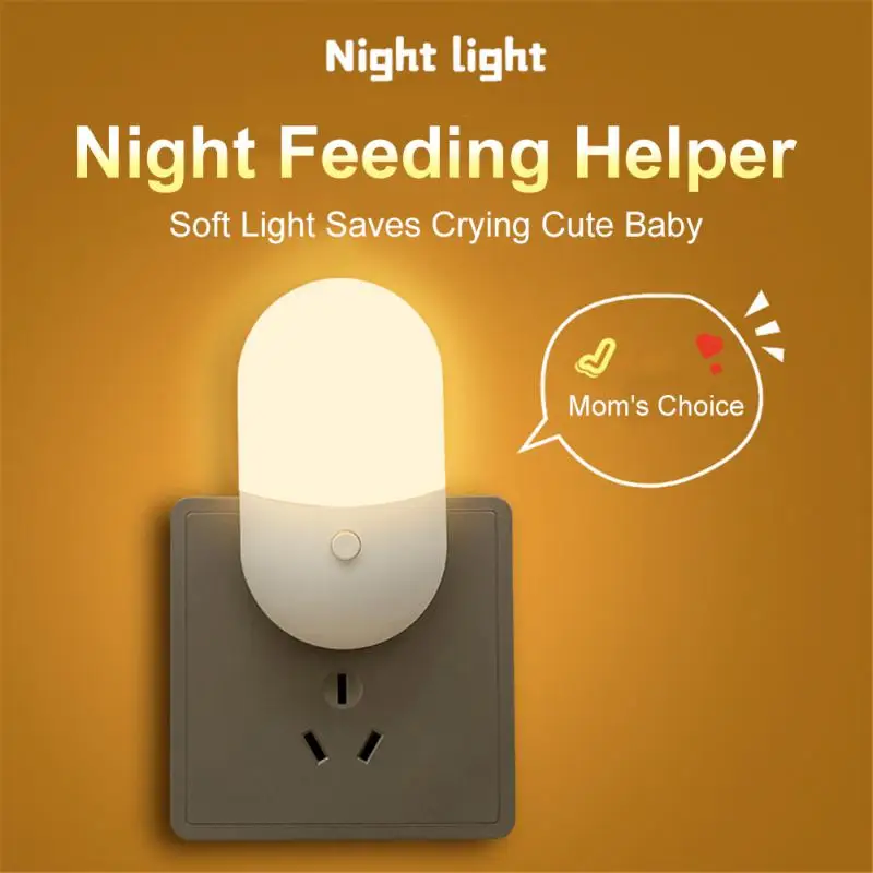 US EU Plug Night Light With Switch LED Night Lamp Wall Lights For Home Aisle Hallway Pathway Bedside Lamp Night Lighting