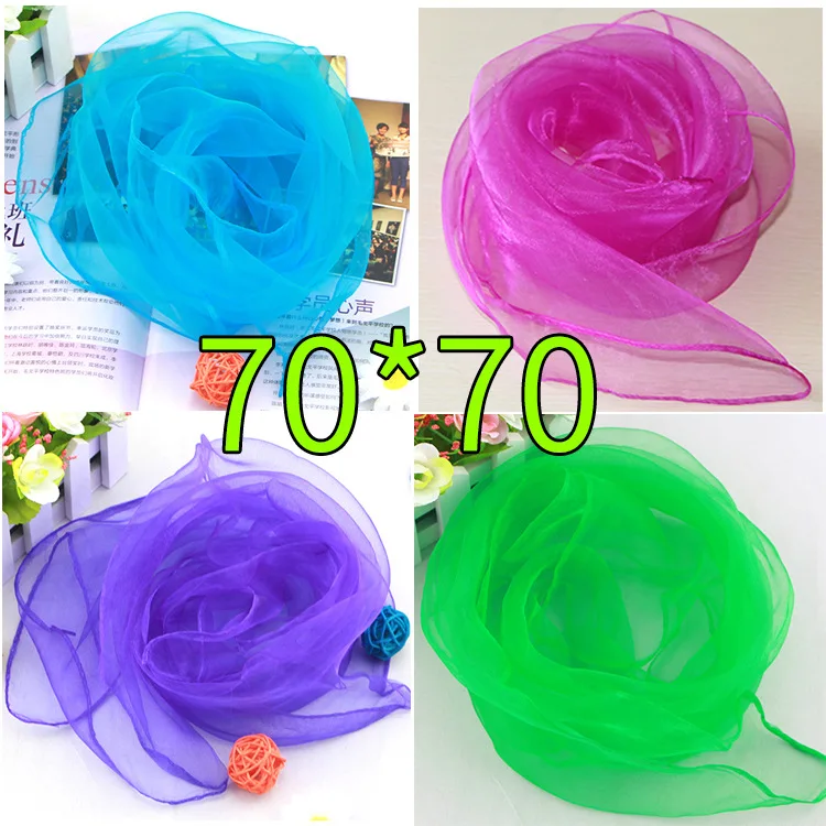 1pc 70*70cm Kids Square Scarf Outdoor Game Sport Toy Juggling Silk Dance Sing Scarves For Children Performance Props Accessories