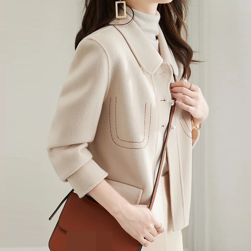 2023 Autumn/Winter New Fashion Korean Edition Slim and Casual Solid Woolen Coat for Women  tweed jacket