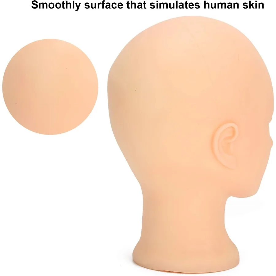 رأس تدريب على ممارسة المكياج ثلاثية الأبعاد مقاس 19.3 بوصة مع مجموعة وصلات رموش من السيليكون الناعم لتعليم مستحضرات التجميل وجه دمية واقعي للرجال