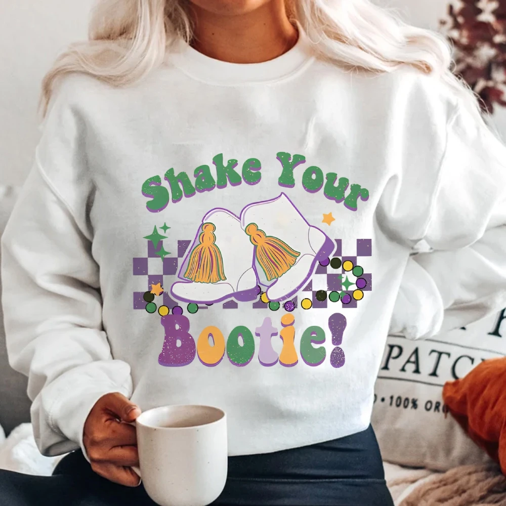 Shake Your Bootie Sweatshirt Boots Mardi Gras Pullover Fat Tuesday Pullover Festival Carnival Lousiana NOLA Sweaters