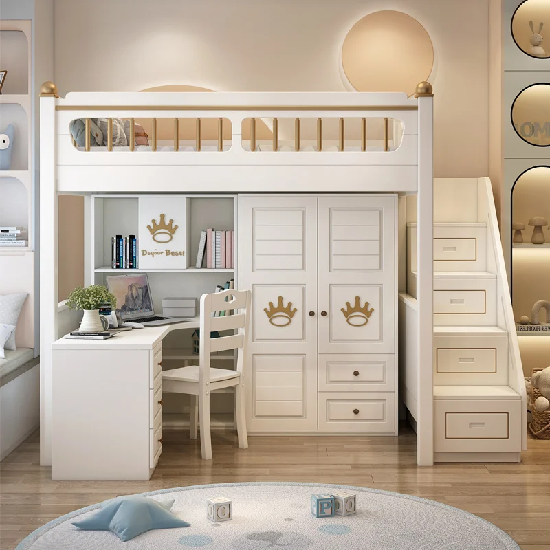 Go to and lower table combination bed High and low  Bunk Two-layer elevated Children's