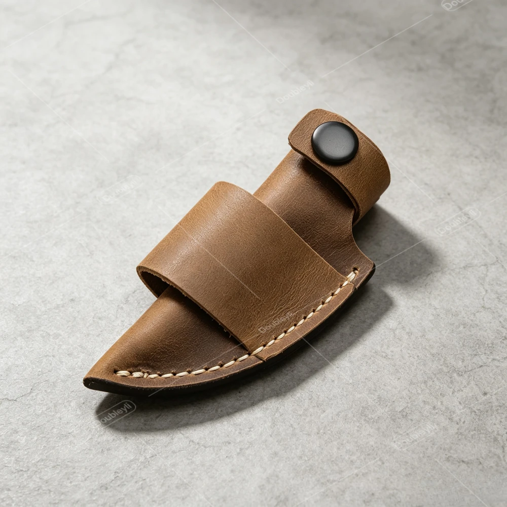 1 Piece Practical Leather Sheath Mini Straight Knife Protective Cover Wear‑Resistant Hard‑Shell Blade Carry Cover with Belt Clip