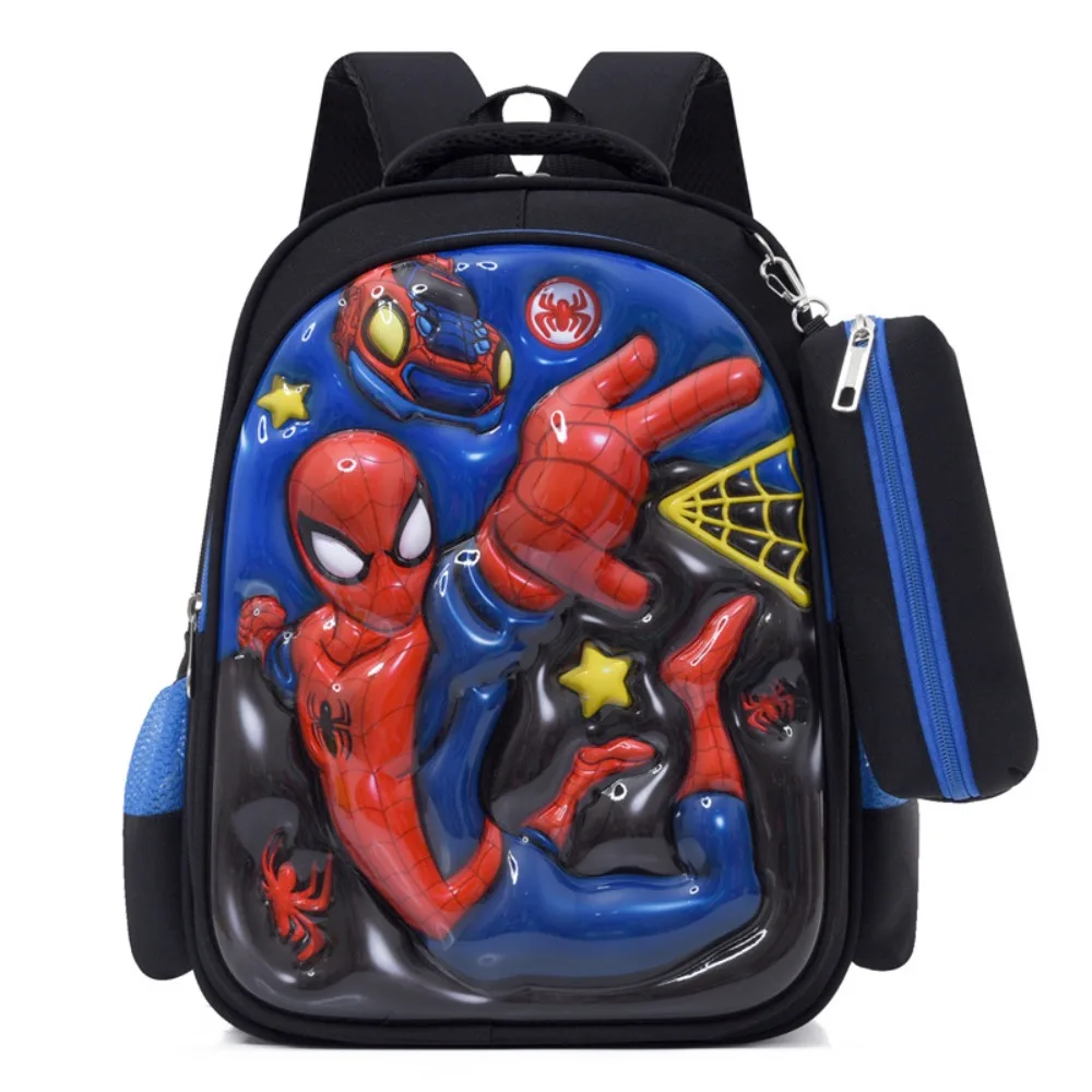 

Elementary School Backpack Two-piece Set Spider Man Captain America Anime Cartoon 3D Hard Shell Bag for Students in Grades 1-3