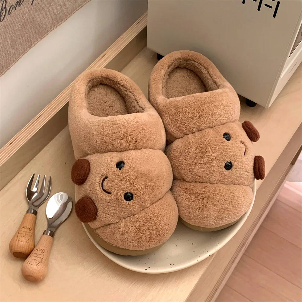 Frauen Innen Flauschigen Hausschuhe Nette Cartoon Herbst Winter Haus Schuhe Warme Faux Pelz Anti-slip Mädchen Student Hause Baumwolle rutschen – Detail 7