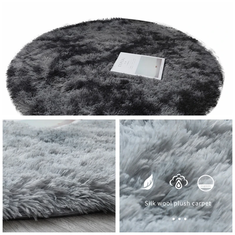 1PC 40*40cm Round Rug Shaggy Plush Carpet Soft Faux Sheepskin Fur Area Rugs For Bedroom Living Room Floor Colors Home