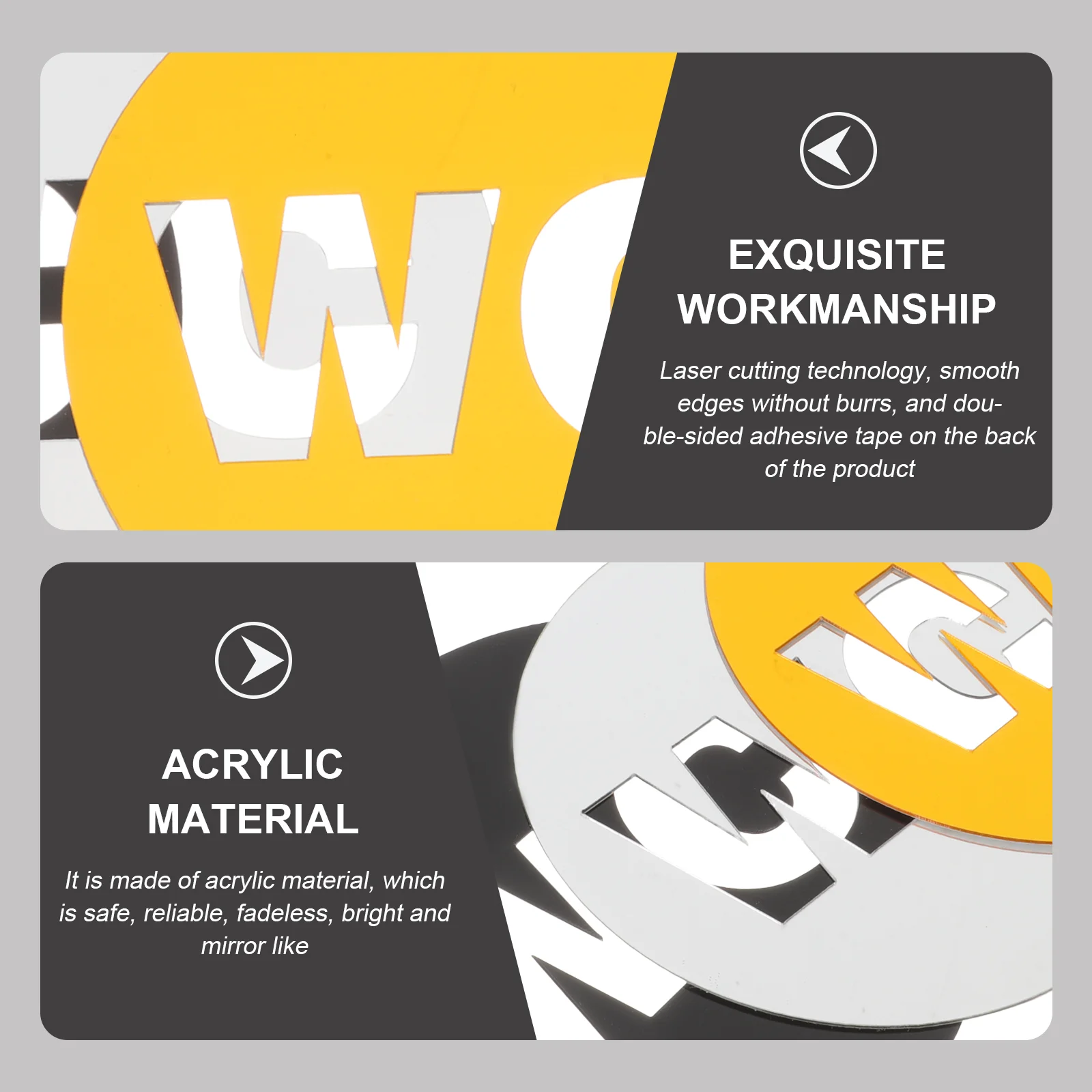 3 Pcs Decorative Restroom Sign Toilet Identification The Signs for WC Reminder Acrylic