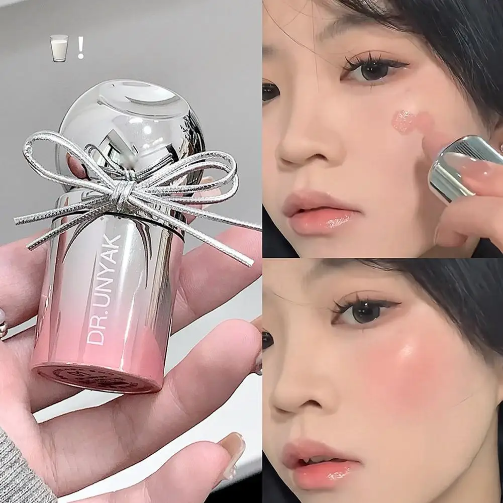 Vloeibare Blush Stick met sponstip, waterdichte, langdurige Blush Cream Verhelderend effect Lippen en wangen Make-up Huidvriendelijk
