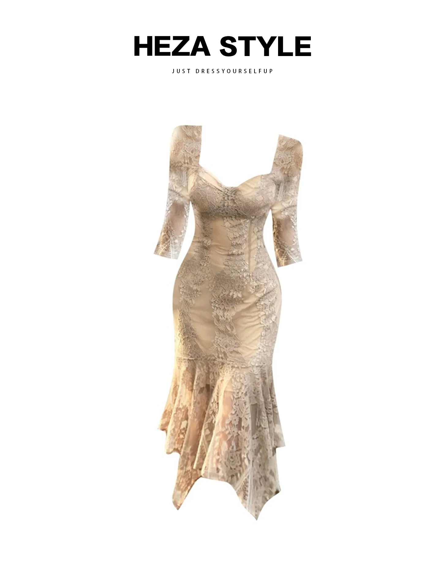 

Женская облегающая юбка-миди HEZA с кружевом, длинная, приталенная, для осени и зимы, больших размеров