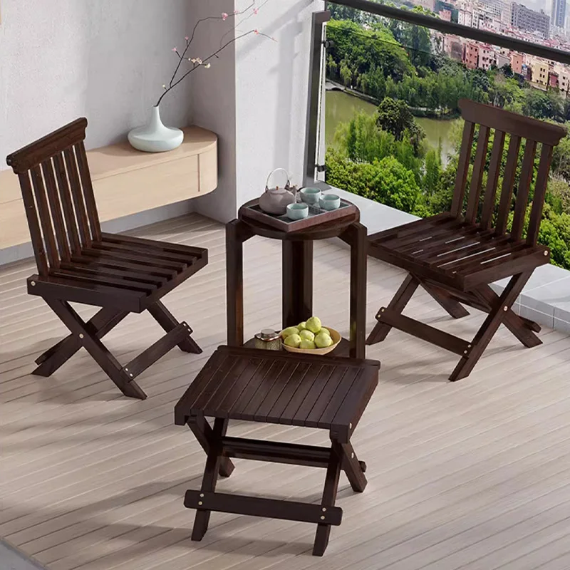 

Foldable Wooden Stool Portable Solid Wood Step Stool for Kids Entryway Shoe Stool with Backrest Living Room Minimalist Design