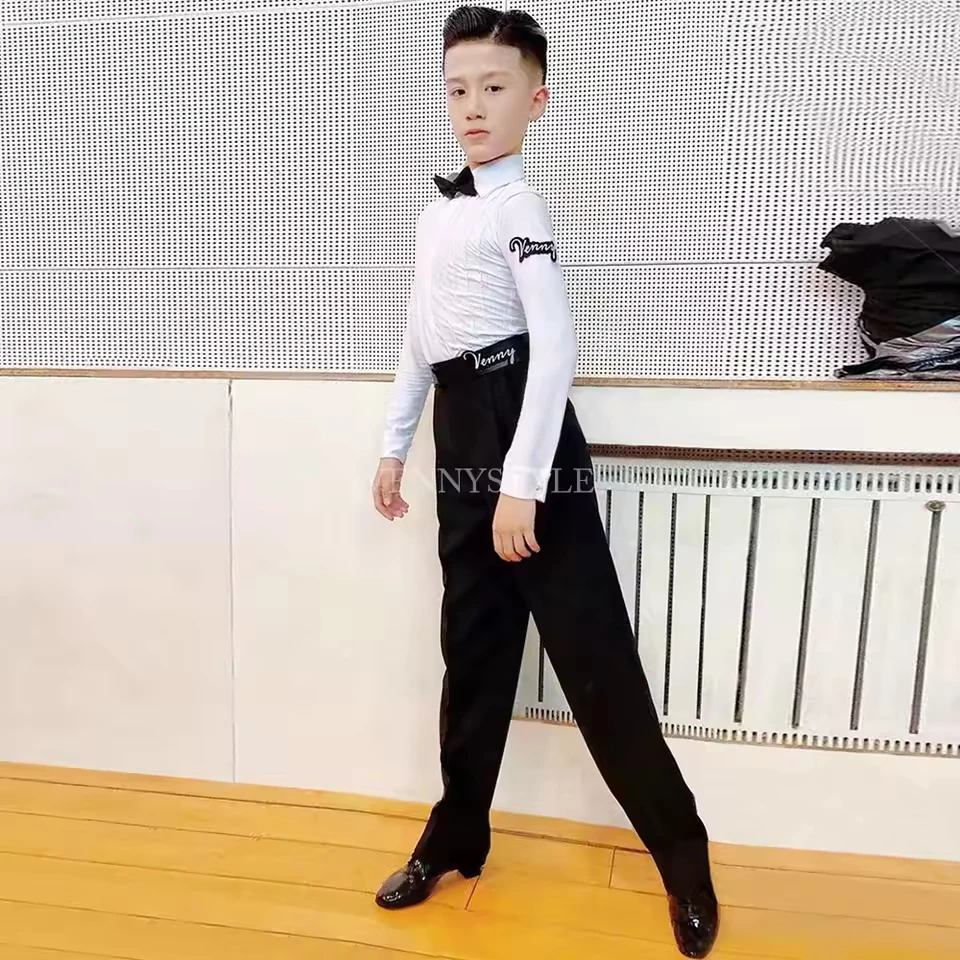 

Мужской танцевальный топ Vennystyle Latin для соревнований и профессиональных тренировок, с длинным рукавом, для международных танцев.