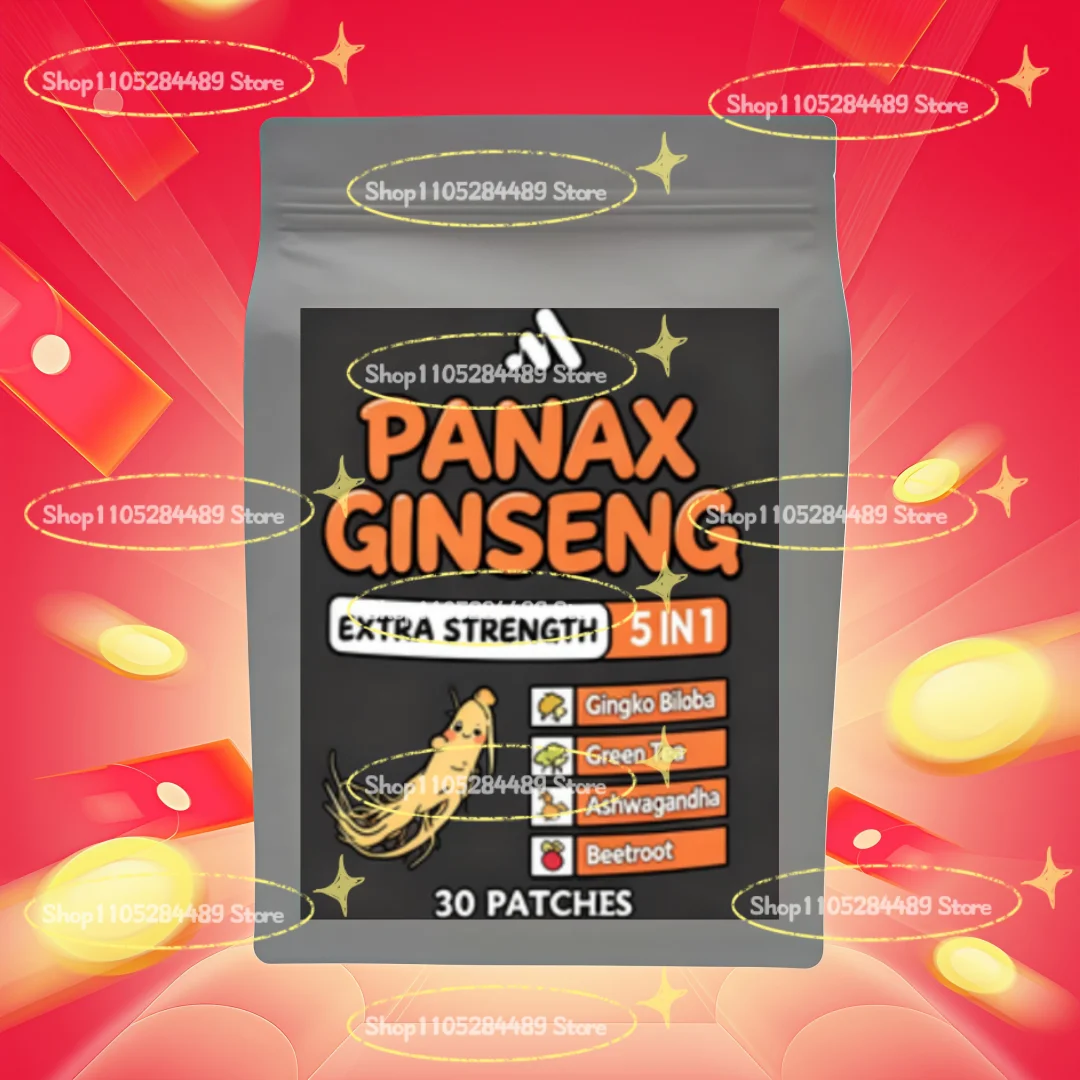 Red Panax Ginseng + Ginkgo Biloba High Ginsenosides for Energy, Performance & Focus Pills for Men & Women 30 Patches