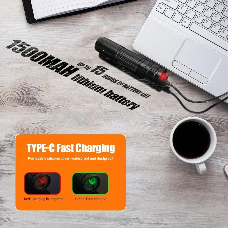 مصباح يدوي LED مقاوم للماء قابل لإعادة الشحن مع مشبك ، ضوء ساطع للغاية ، فانوس محمول ، مصباح تخييم خارجي ، هدية ركوب ، 1000 لومن