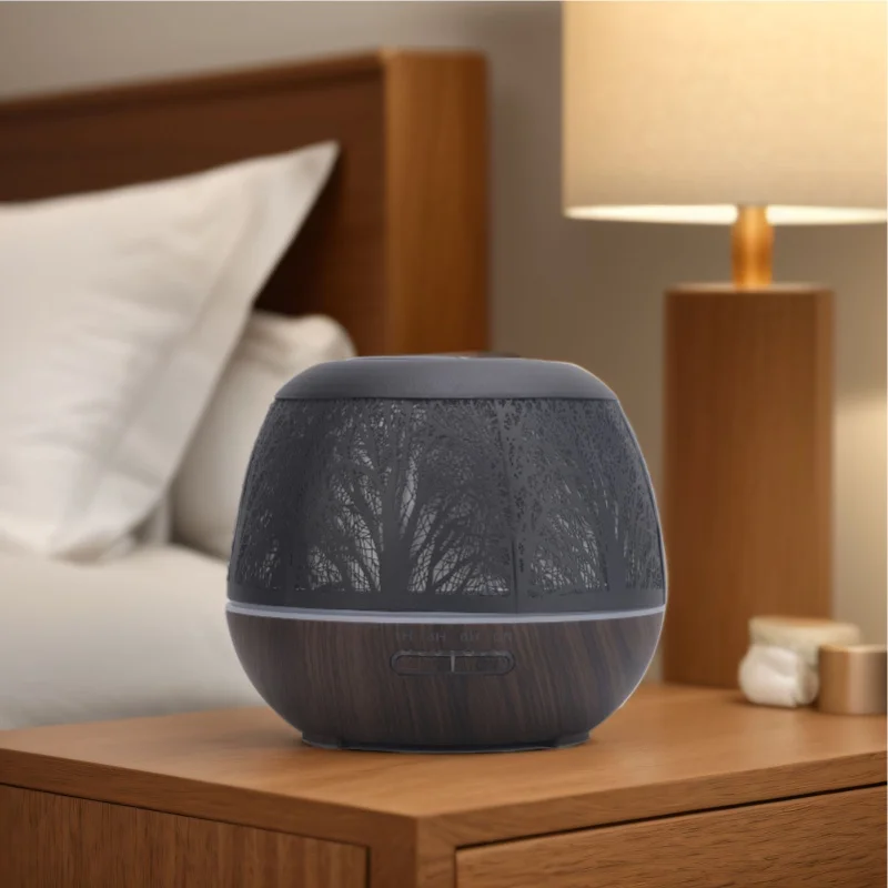 Essential Oil Diffuser With 7 Lights 400ml Ultrasound USB Retro Hollow Iron Tree Branch Aroma Diffuser Cool Mist Humidifier