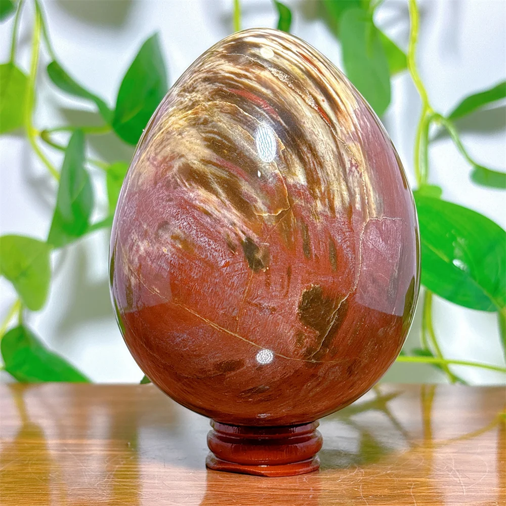 Woodstone Dinosaur egg Crystal Natural Quartz Stone Minerals Home Decoration Reiki Craft Gifts Energy Healing Spiritual +Stand