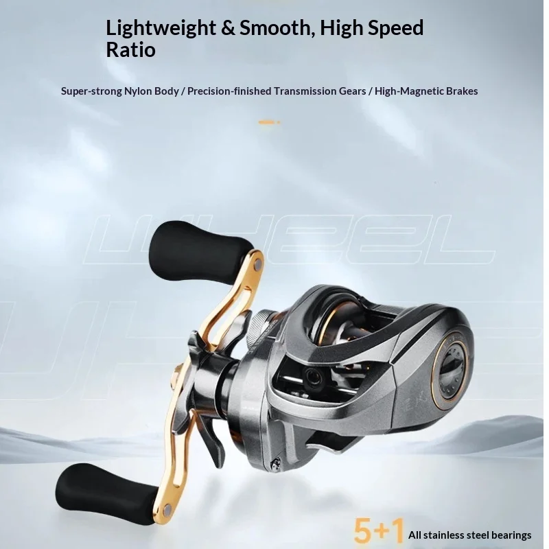 Guangwei Baitcasting Reel Ultra Light Long Cast 34 Magnetic Brake Anti Backlash Left Right Hand Stainless Steel Bearings Fishing