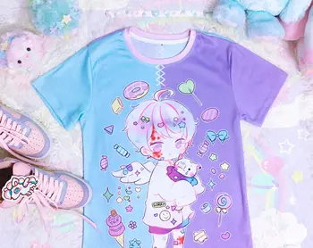 可愛卡哇伊Yami印花女短袖T卹 夏季休閒3D印花 夏季可愛男士運動上衣T卹 10 最佳銷售 暗黑可愛風服裝 - №6