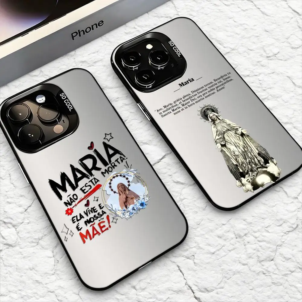 

Phone Case For iPhone 17 16 15 14 13 12 11 Pro Max Air Matte Laser Aurora Shockproof Funda Virgin Mary INS fashion