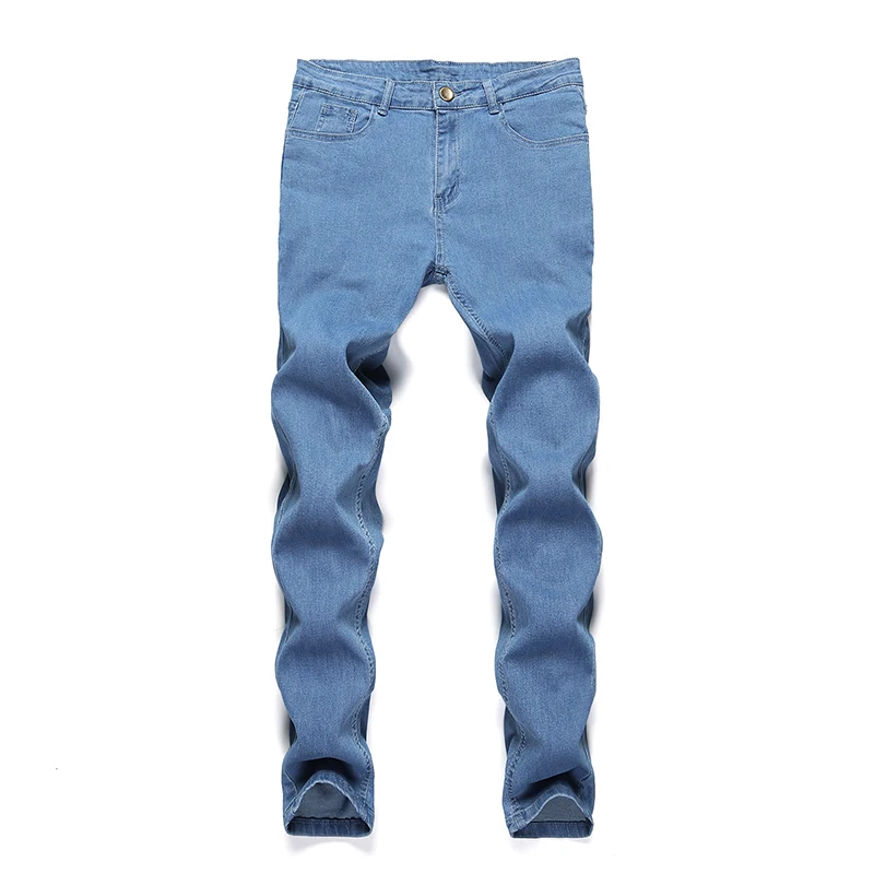 Men's Jeans Slim Fit Elastic Pencil Pants Youth Jeans Men's Casual Travel Four Seasons Blue Men Zipper Pants Casual Fashion Men