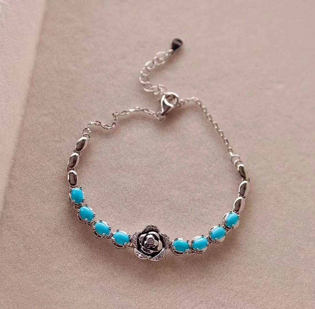 

Certificated 925 Silver Natural American Sleeping Beauty Turquoise Bracelet For Women Handcrafted Gem Fine Jewelry Dropshipping
