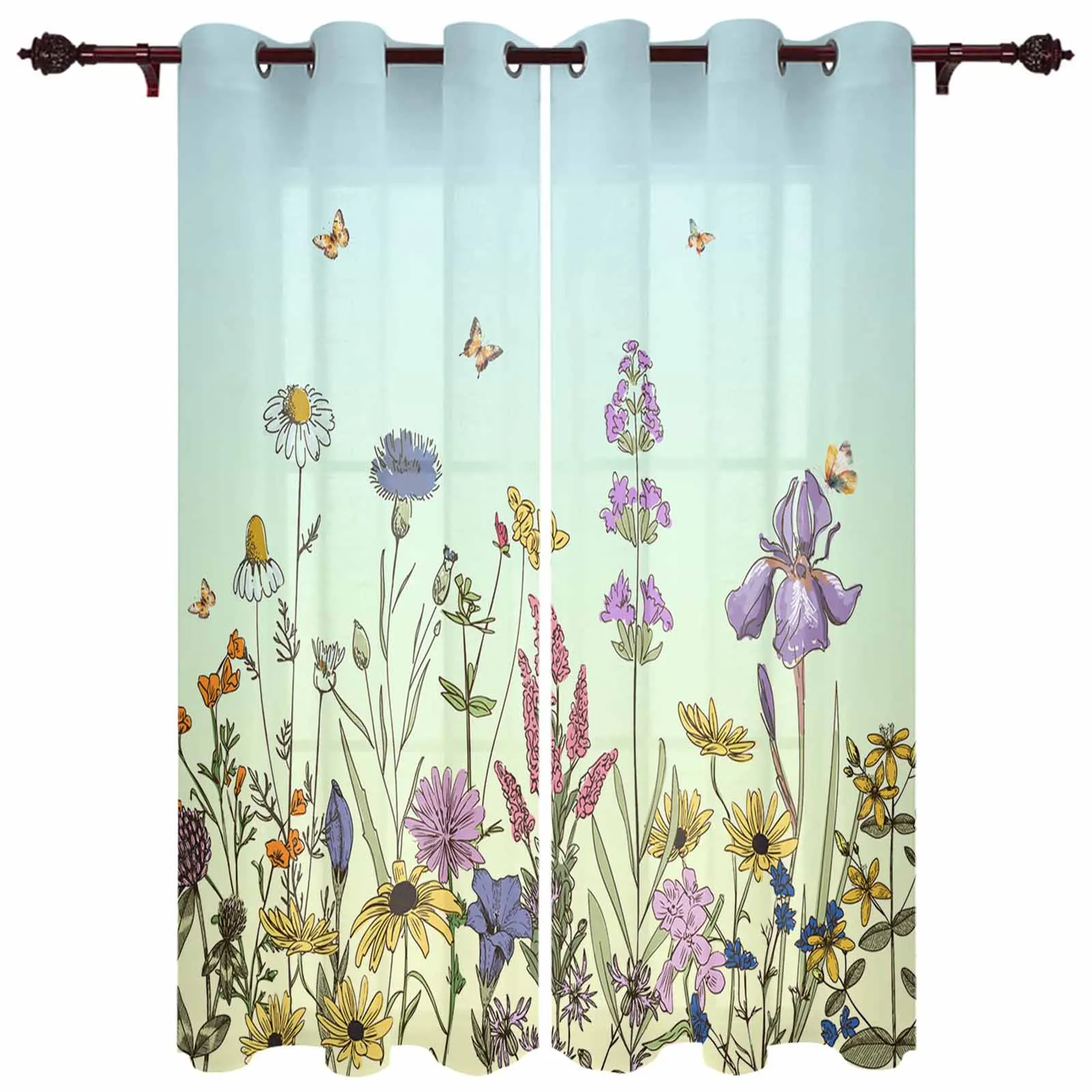 

Flowers Leaves Butterflies Curtains for Living Room Hotel Decor Window Treatment Luxury Drapes In Home Kitchen Bedroom