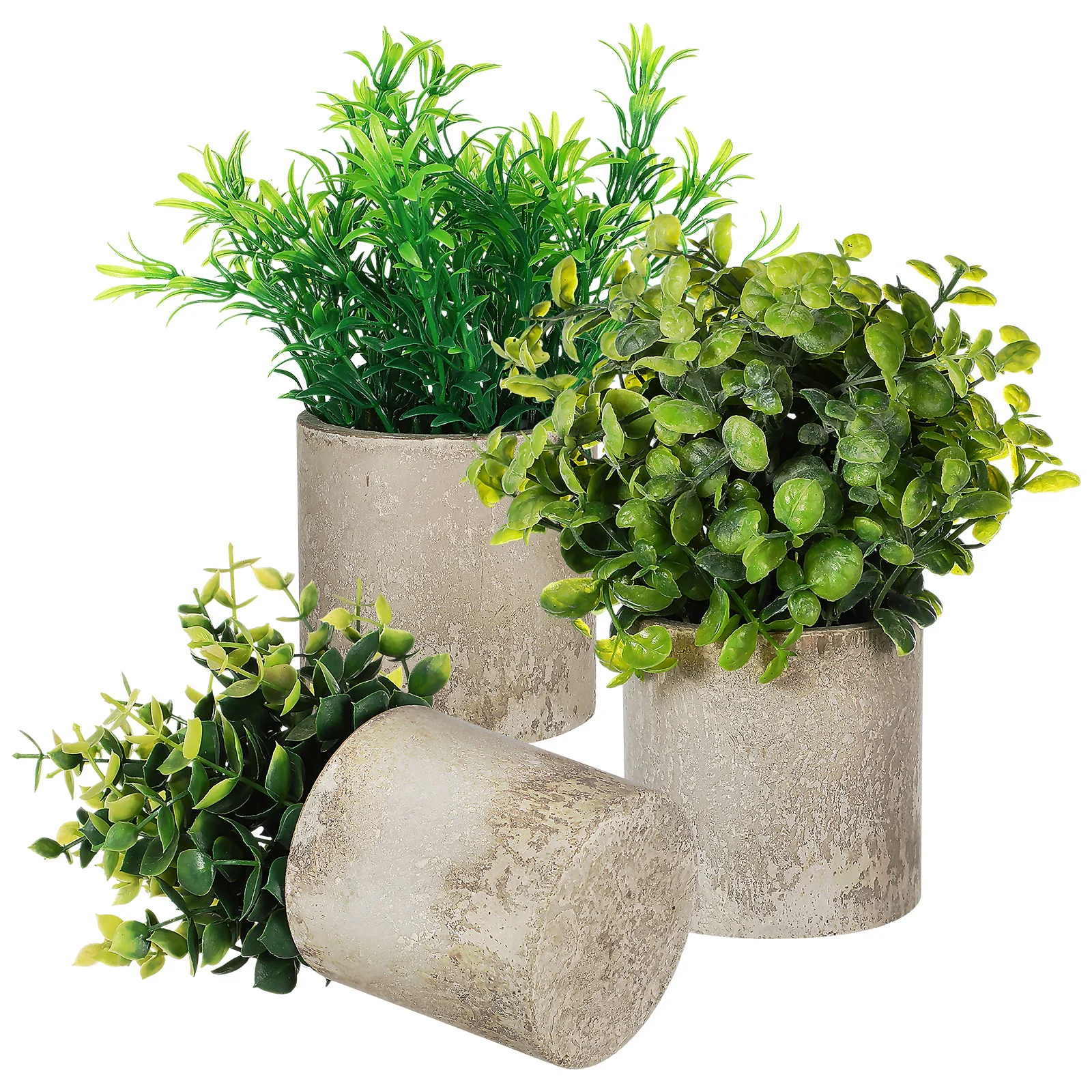 

3 Pcs Plants Artificial Indoor Fake Flower Desktop Potted Green Realistic Faux Small