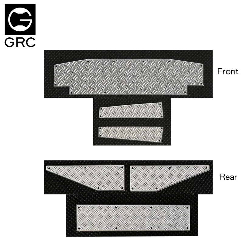 GRC Skid Plates /Diamond Metal Decorative Sheets for 1/10 Traxxas TRX4 Defender Front Rear Bumper Upgrade Parts #GAX0069 GAX0067