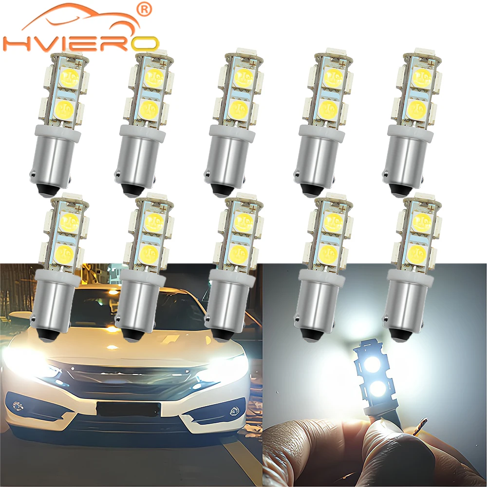 

10X Car License Plate Light White Door Steering Brake Signal Bulb T11 Ba9s 5050 9SMD Rear Led Modification Accessories Universal