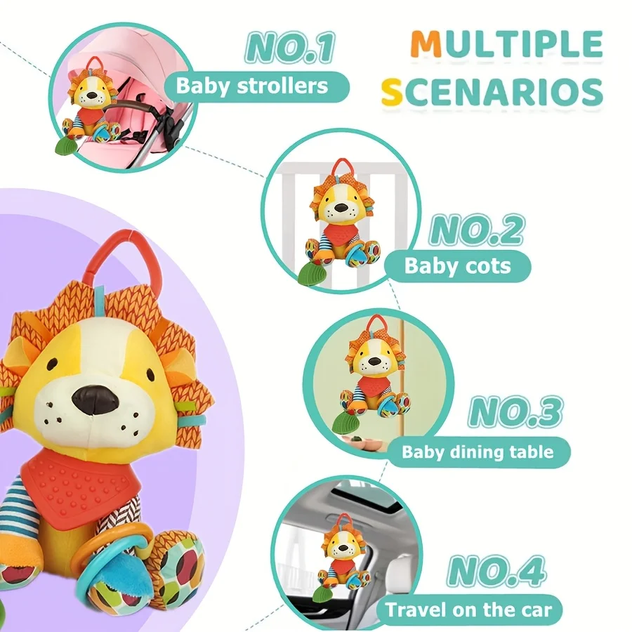 1個のライオンの形をした若者向けの癒し人形、0～3歳向けのぬいぐるみ、誕生日、クリスマスのギフトに最適