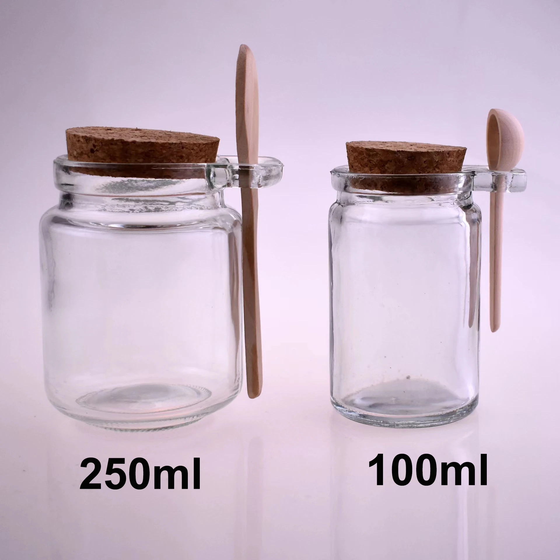 Glass Storage Jars with Cork Lids and Bamboo Spoons, for Bath Sea Salt, Spices, Honey, Teas, Candy, Candle Making,Diy