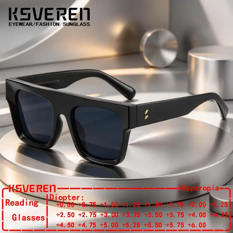 Designer Square Reading Sun Glasses Men Women Trendy Tinted Prescription Presbyopic Glasses Outdoor Shade Readers Sunglasses