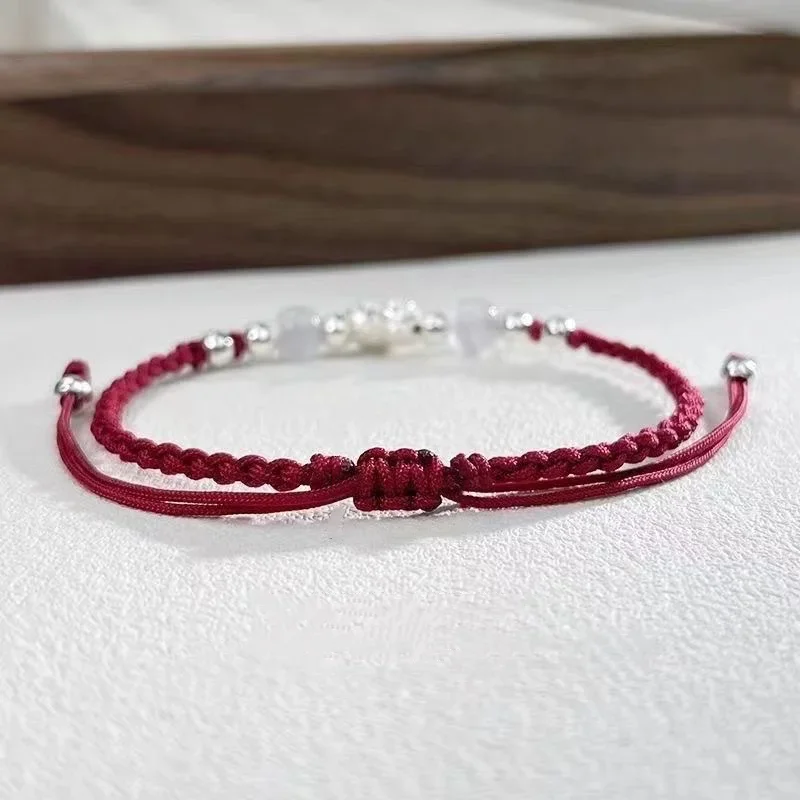 خمر اليدوية النمط الصيني جديلة سوار للنساء الفتيات موضة زهرة اللوتس مطرز سوار مجوهرات هدايا قابل للتعديل #5