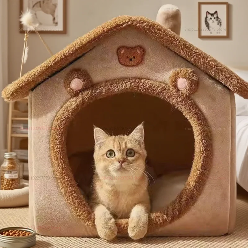 2025 New Four Seasons Cat Nest and Warm Dog House Soft Removable Winter Bed Cozy Pet Hideaway Comfortable Pet Sleeping Seat