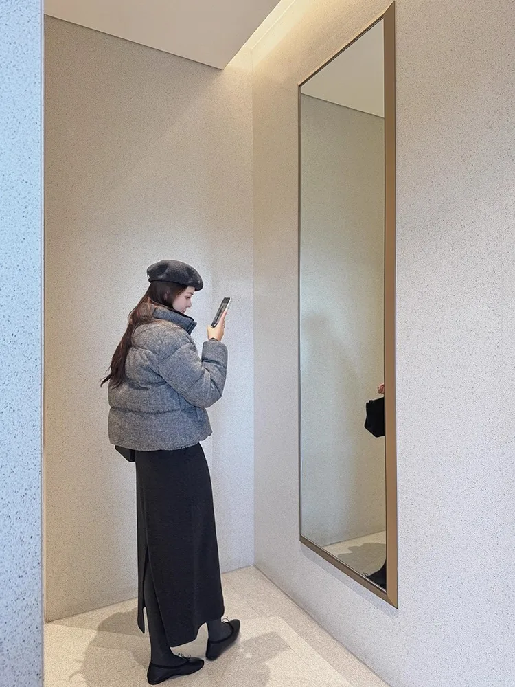 

Faionable ey Midi Skirt Women's New Sle Slimming High Waist Polyester Fiber Ci Commute H-ape Straight Cut Skirt