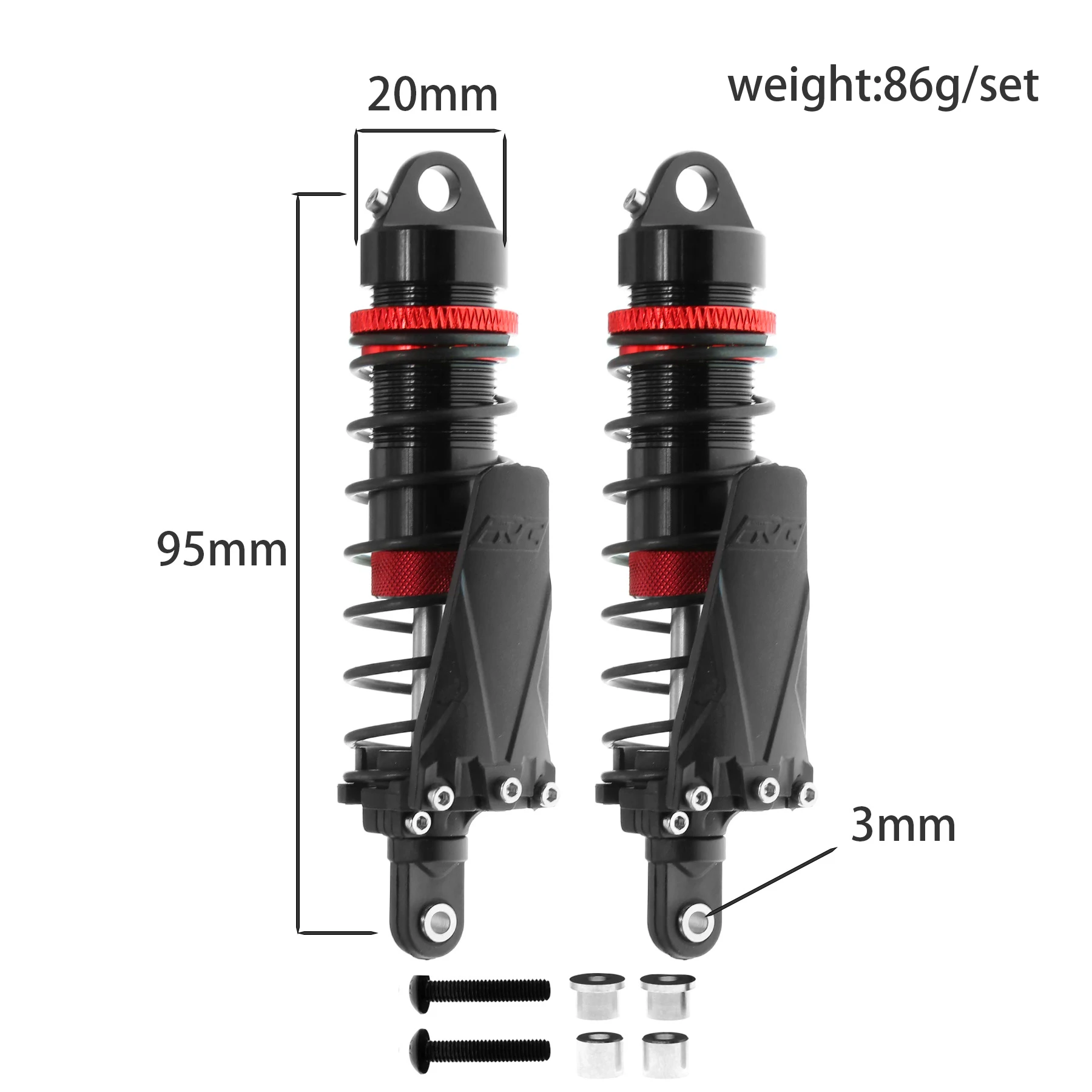 RS Aluminium Schokdemper 90/95/105/115mm Demper Voor 1/10 RC Crawler Auto Vliegende God korte Kaart Grote Voet Auto Model Auto Upgrade - afbeelding 1