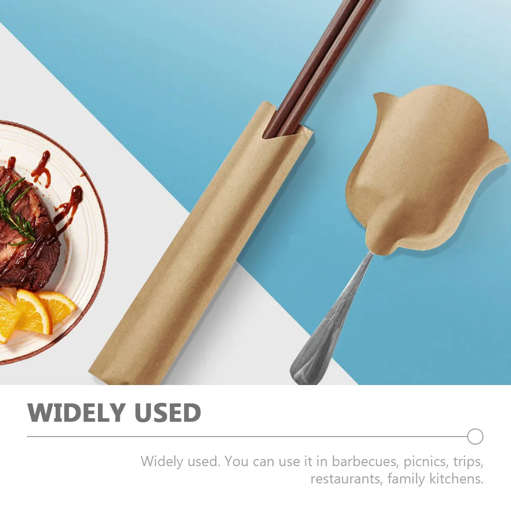 

300pcs Waterproof Chopstick Sleeves Kraft Paper Disposable 31x150mm Hygiene Food Use Restaurant Kitchen Storage