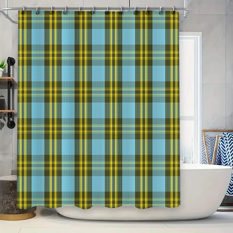 Modern Plaid Shower Curtain Waterproof Bath Decoration Privacy Decorative Rod Pocket White Purple Yellow Checkered Size Customiz