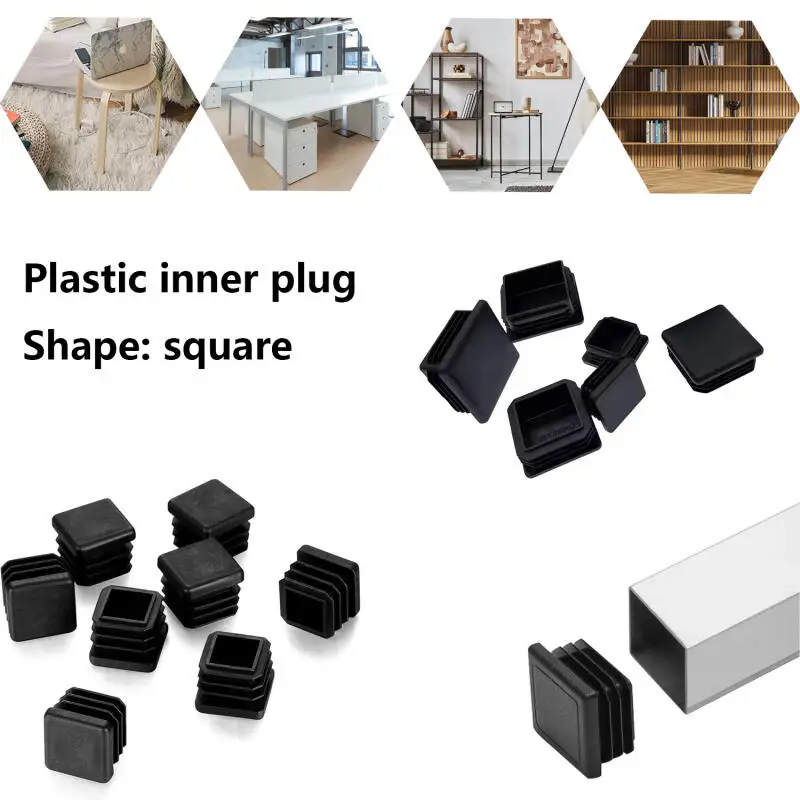 30/20/10pcs Square Plastic Black Blanking End Cap Tube Pipe Insert Plug Bung 10x10mm 13x13mm 15x15mm 16x16mm  18x18mm