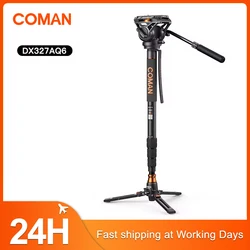 COMAN DX327AQ6 Aluminum Fiber Video Monopod with Fluid Head Quick Release Plate Compatible Manfrotto DJI RS2 for DSLR Camera