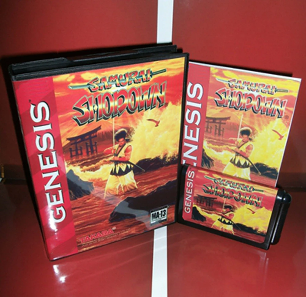 Samurai Shodown with Box and Manual Cartridge for 16 bit Sega MD game card Megadrive Genesis system