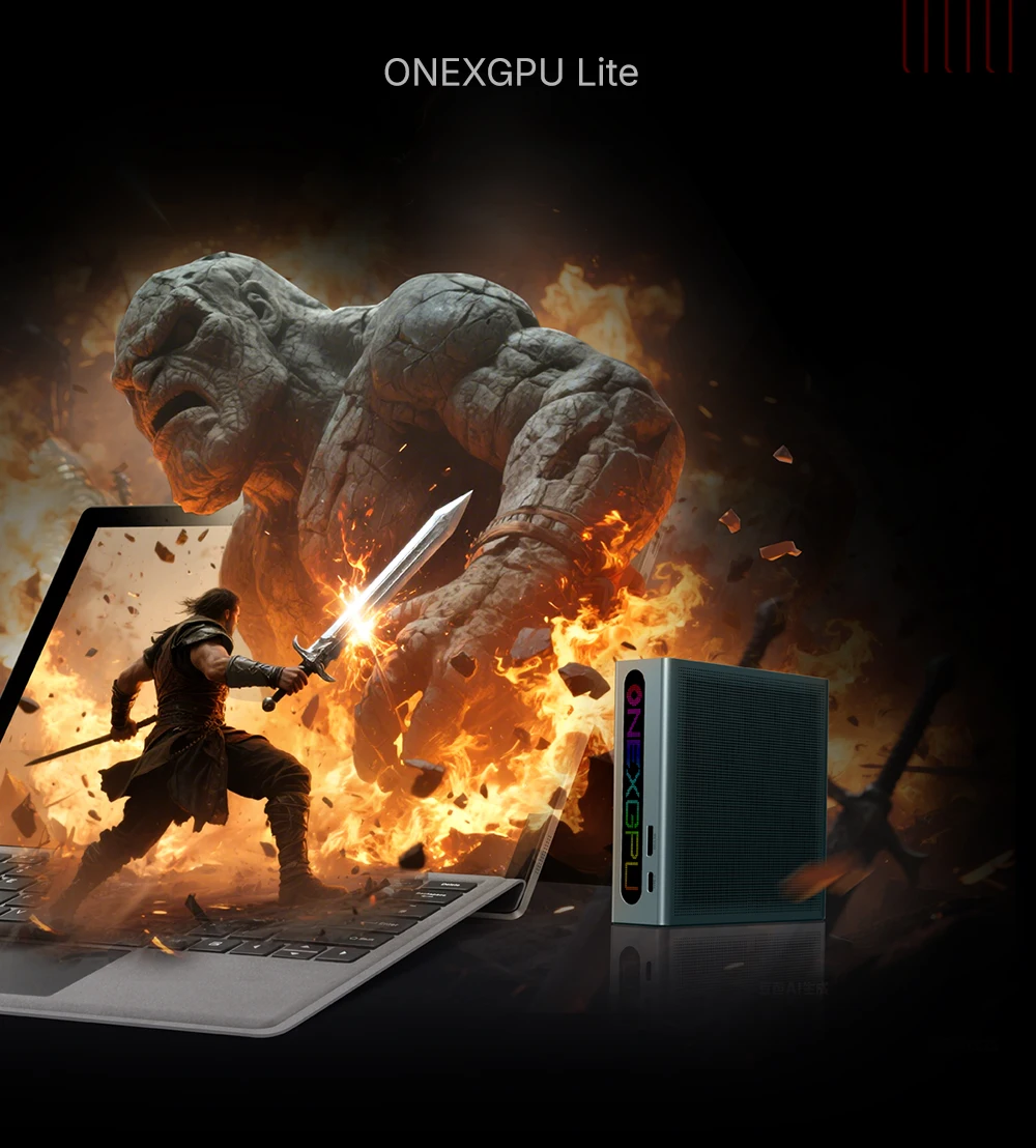 OneXPlayer ONEXGPU Lite AMD Radeon RX 7600M XT بطاقة رسومات الجيب المحمولة EGPU قاعدة خارجية 8G USB4 V2.0 Oculink 120W 493.5g #3